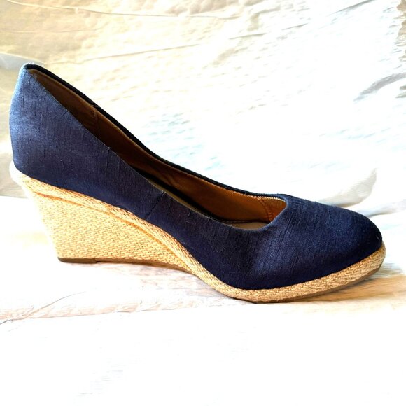 Life Stride Soft System Womens Size 8.5M Navy Tan Espadrilles Wedges NEW NWOB - Picture 9 of 13